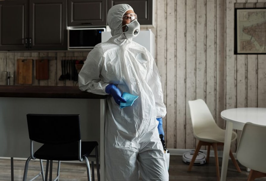 Kicuvi technicians preparing disinfection equipment